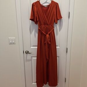 Baltic Born Sicily Satin Maxi Dress in Rust